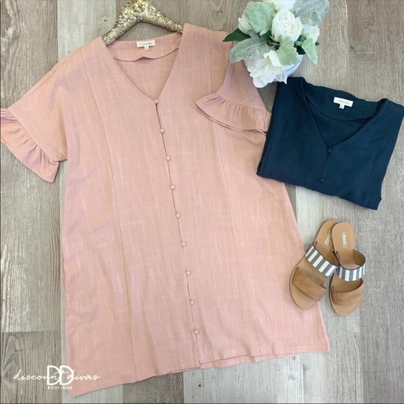 Cotton Bleu Medium Pink Linen Dress. - Picture 3 of 4